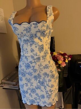 Trixxi White and Blue Floral Maxi Dress
